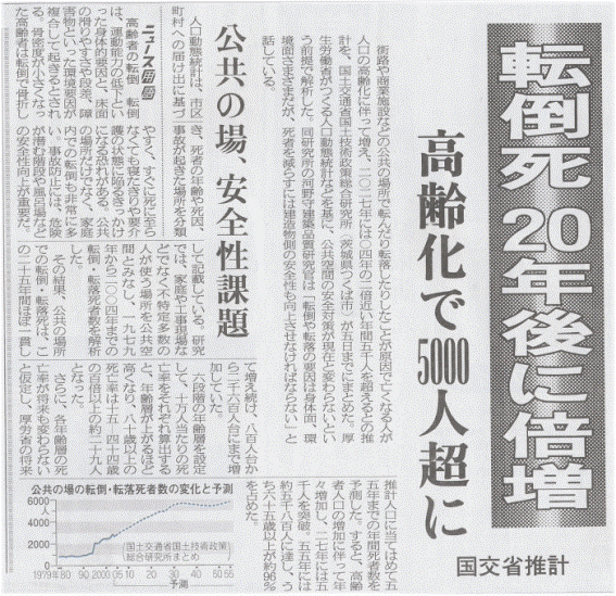 転倒死の新聞記事